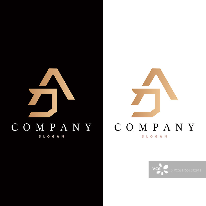 现代奢华的简约初始AJ字母标志图片素材