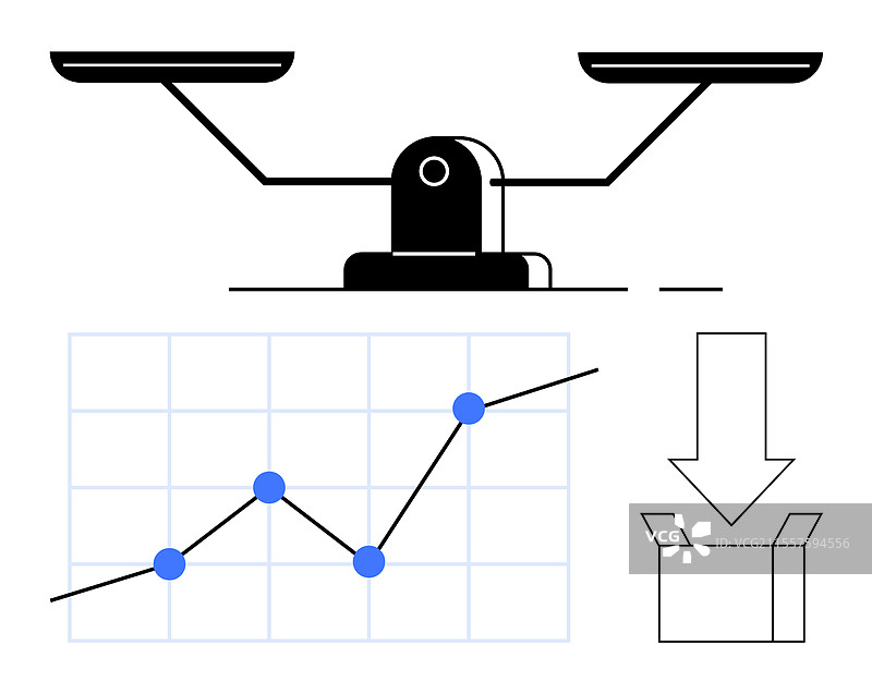 带数据点的平衡秤折线图图片素材