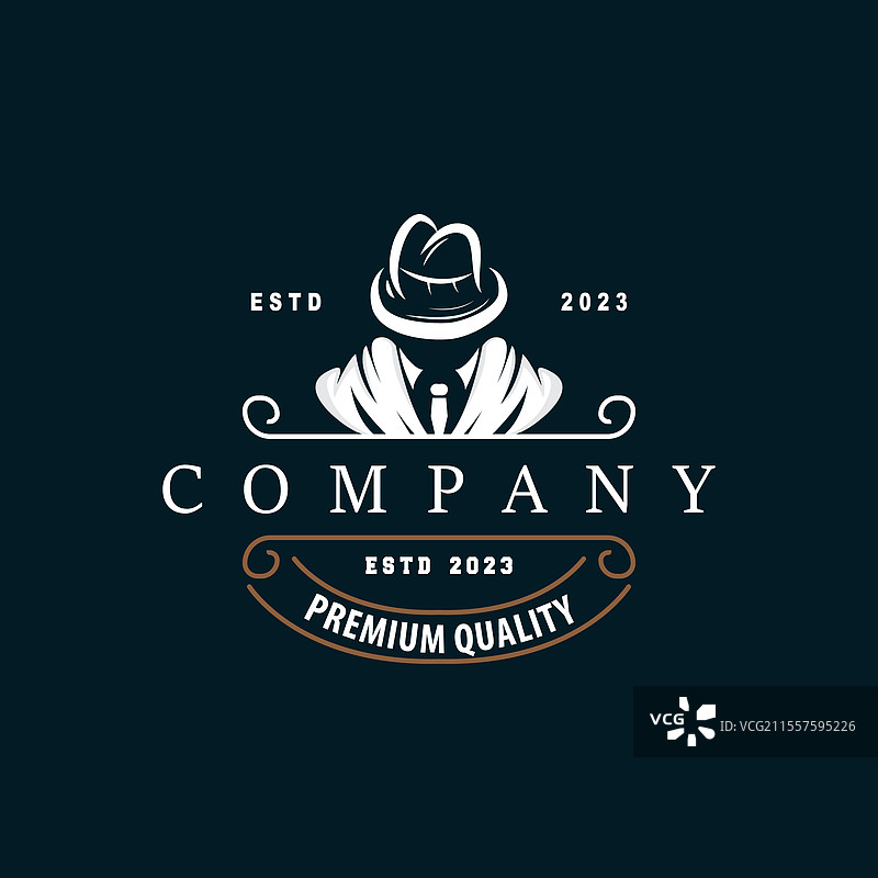 黑手党标志设计，穿着燕尾服的侦探模板图片素材