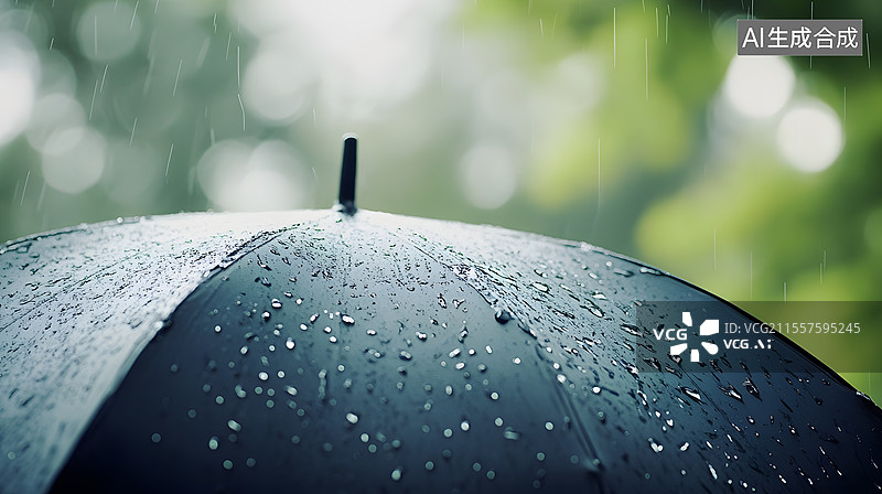 【AI数字艺术】雨天的街头打雨伞图片素材