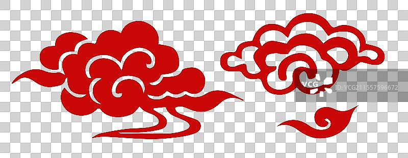 中式云朵传统文化非遗剪纸风格扁平风插画矢量免扣元素图片素材