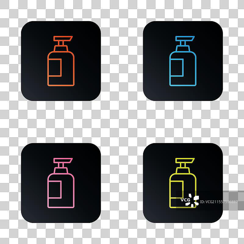 彩色霓虹线洗发水瓶图标图片素材