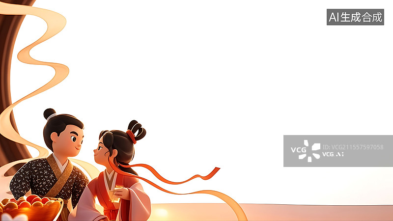 【AI数字艺术】2D卡通居左图片素材