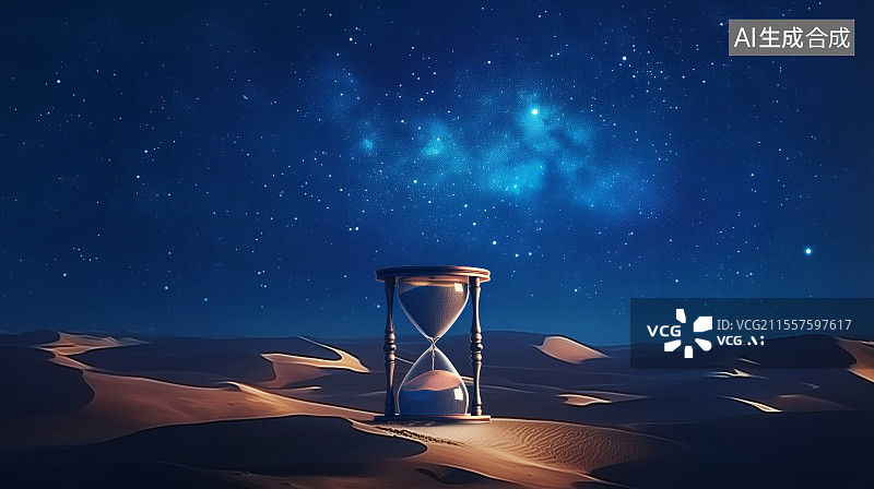 【AI数字艺术】沙漠里的沙漏图片素材
