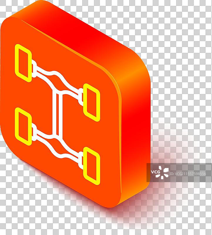 等距线条汽车底盘图标，背景为白色图片素材