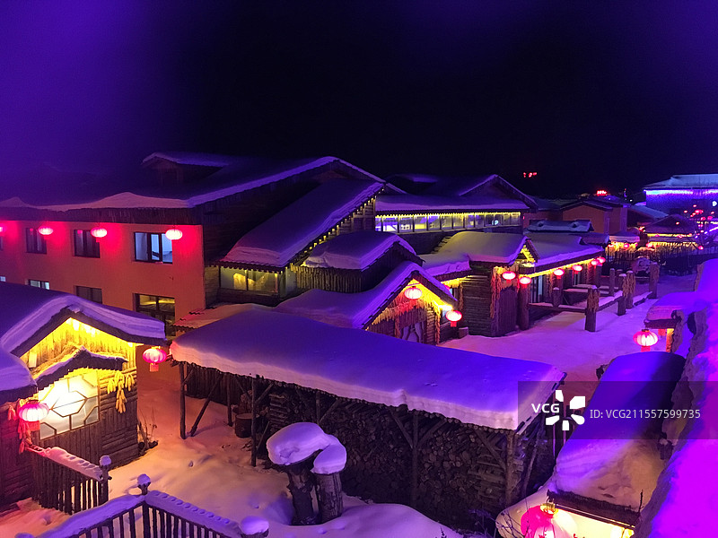 雪乡雪屋图片素材