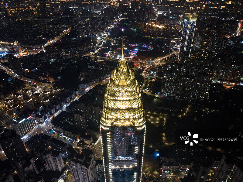 温州世贸中心大厦夜景图片素材