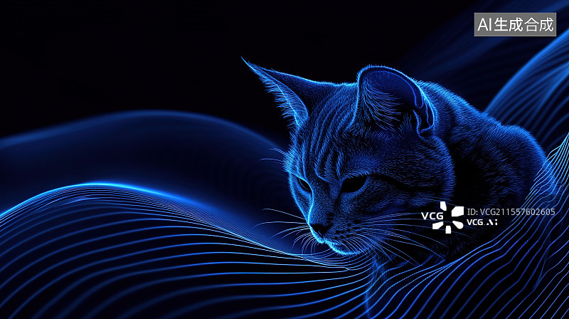【AI数字艺术】未来科技感猫图片素材