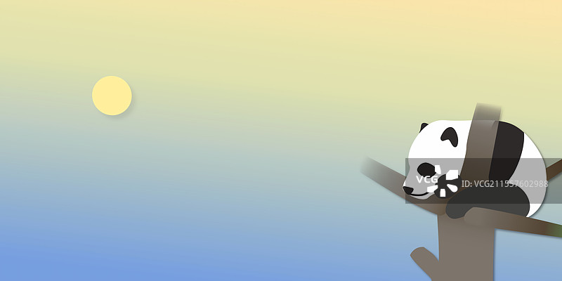 扁平几何大熊猫休息睡觉背景留白图片素材