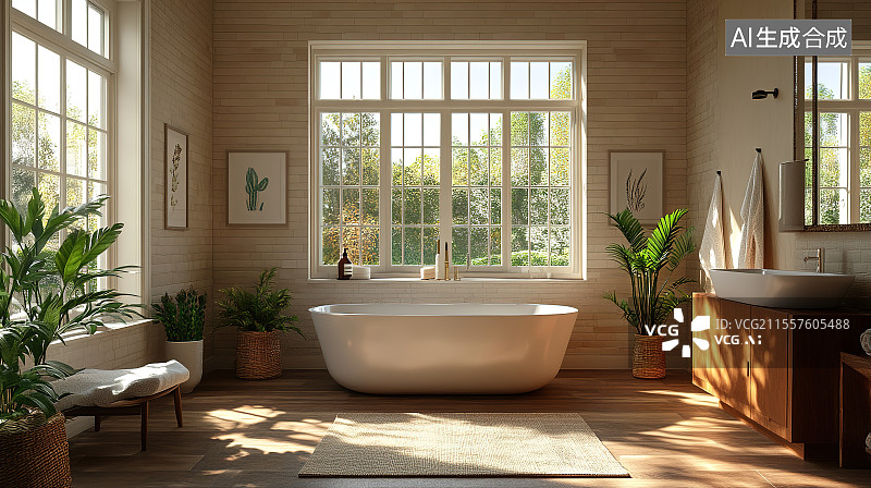 【AI数字艺术】现代乡村风格浴室图片素材