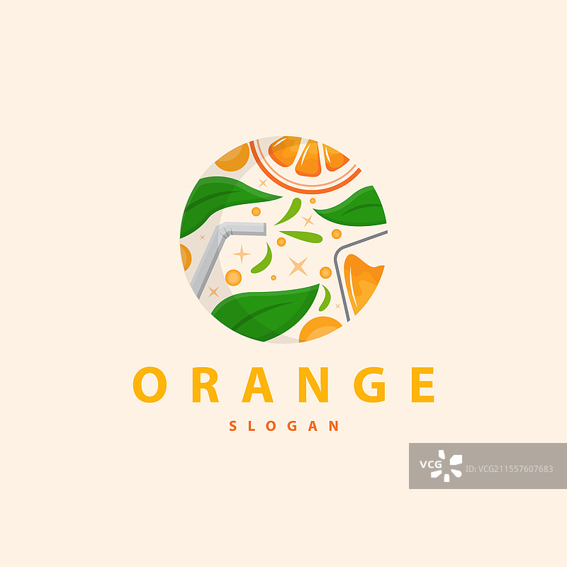 橙子切片水果标志新鲜果汁水果设计图片素材