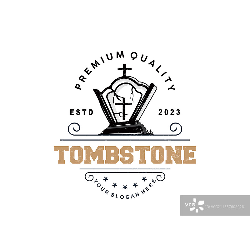 墓碑标志 墓地 十字架 复古标签图片素材