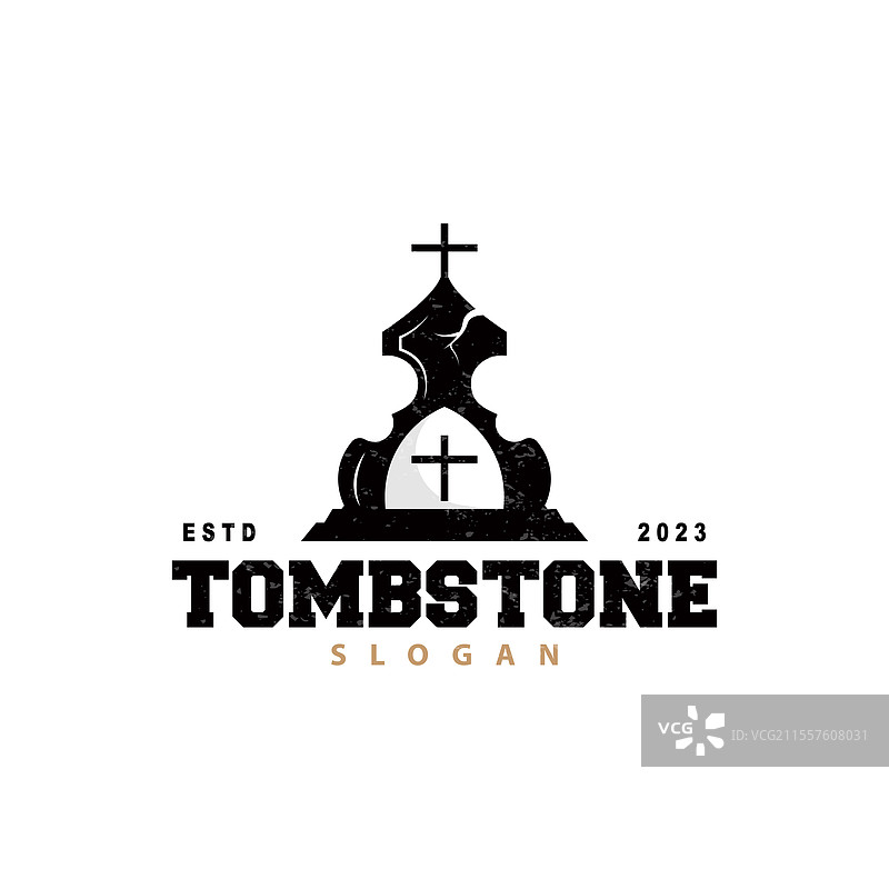 墓碑标志 墓地 十字架 复古标签图片素材