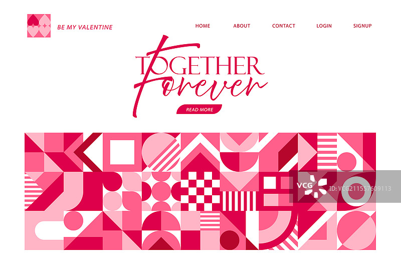 情人节着陆页与几何形状图片素材