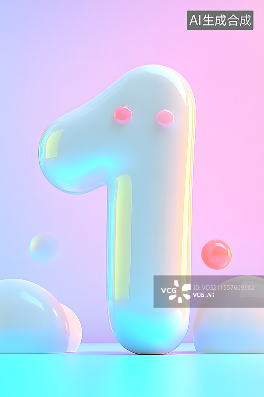 【AI数字艺术】倒计时数字1的三维插画图片素材