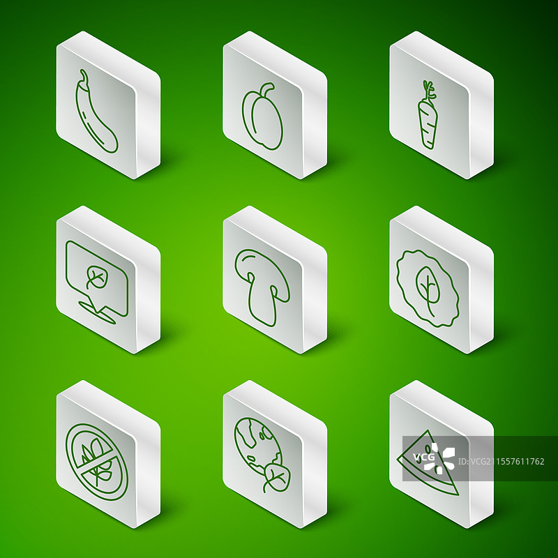 线条西瓜地球仪和叶子茄子图片素材