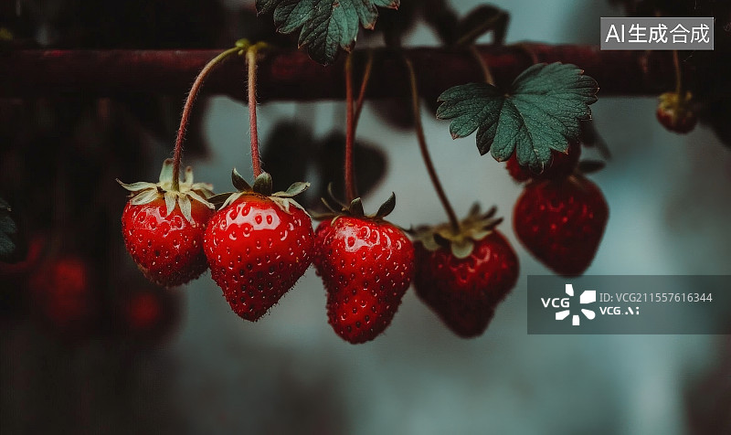 【AI数字艺术】大棚里种植的草莓图片素材