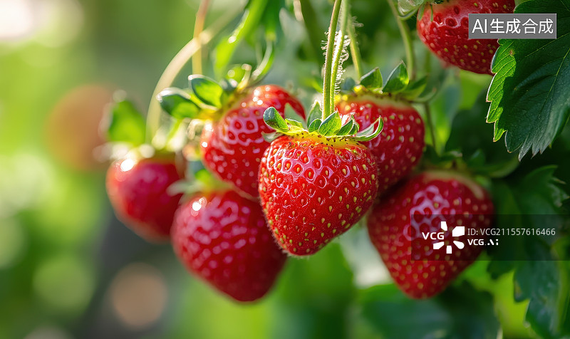 【AI数字艺术】大棚里种植的草莓图片素材