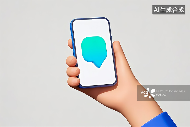 【AI数字艺术】手拿着手机三维插画图片素材