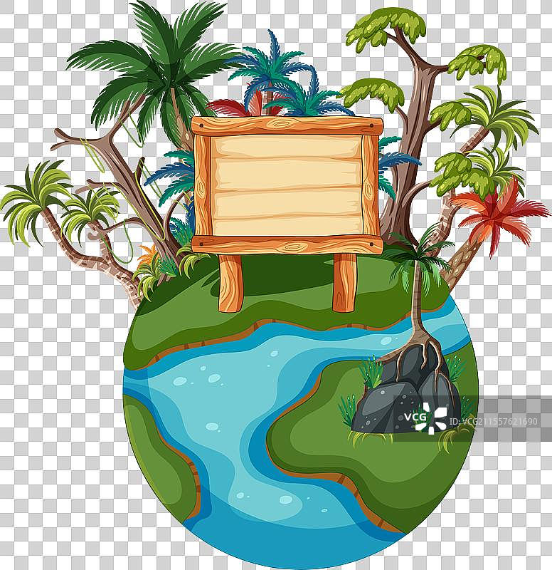 色彩斑斓的小岛与指示牌图片素材