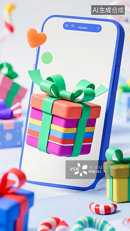 【AI数字艺术】手机购物概念三维插画图片素材