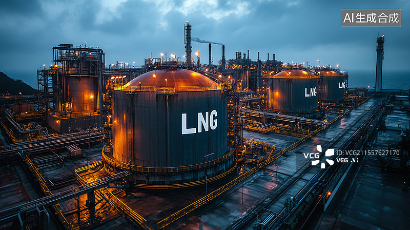 【AI数字艺术】LNG液化天然气储罐区图片素材
