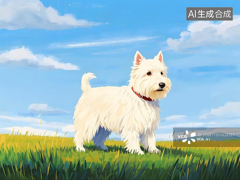 【AI数字艺术】西高地白梗田园风景图片素材