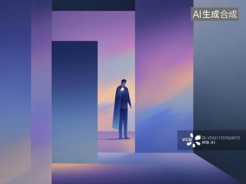 【AI数字艺术】迷茫中的抉择之路图片素材