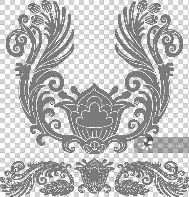 抽象华丽的花卉图案，孤立展示图片素材