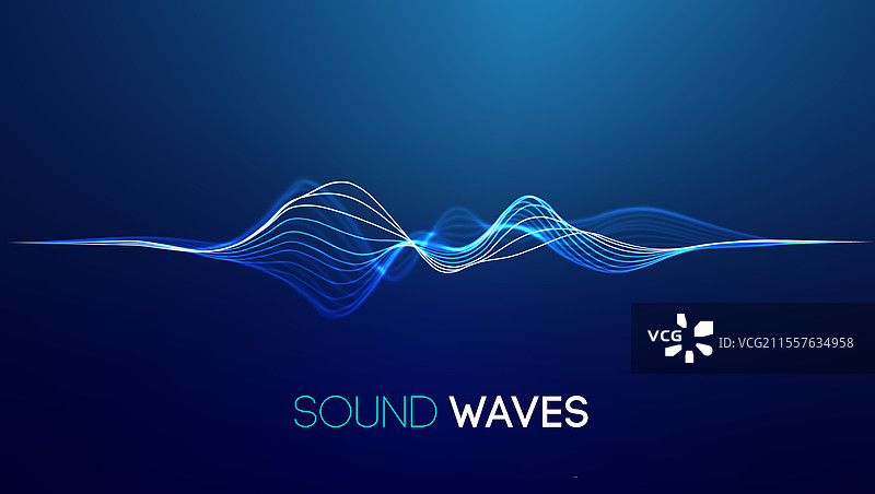 蓝色背景上的声波曲线无线电波图片素材