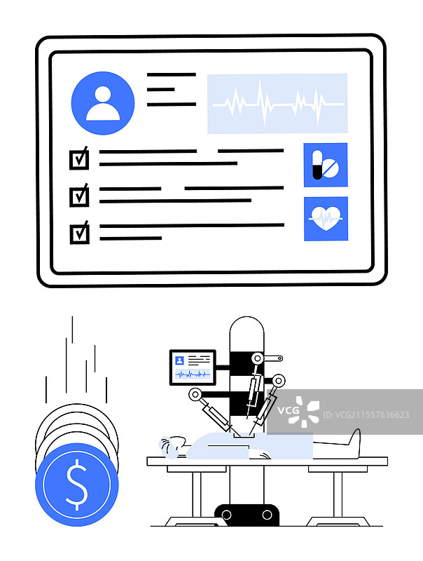 机器人手术系统正在分析患者数据图片素材