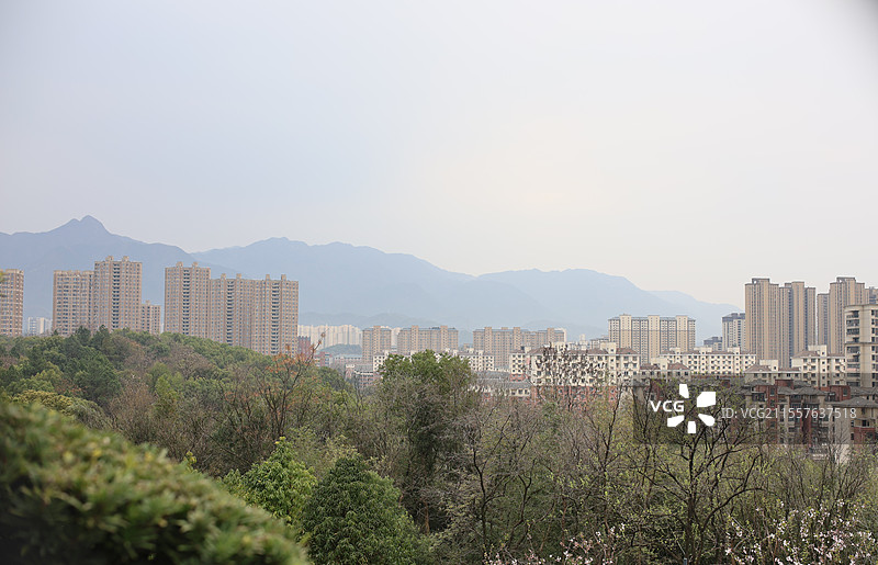 江西九江南山公园山顶城市传统文化高层建筑远景全景特写图片素材