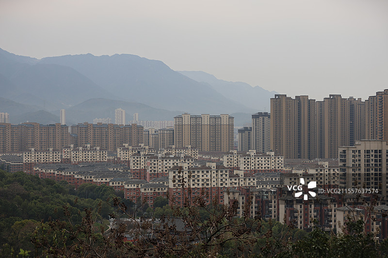 江西九江南山公园山顶城市传统文化高层建筑远景全景特写图片素材