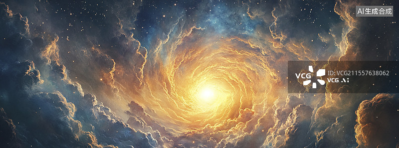 【AI数字艺术】宇宙星云与恒星光辉-色彩斑斓的漩涡云彩图片素材