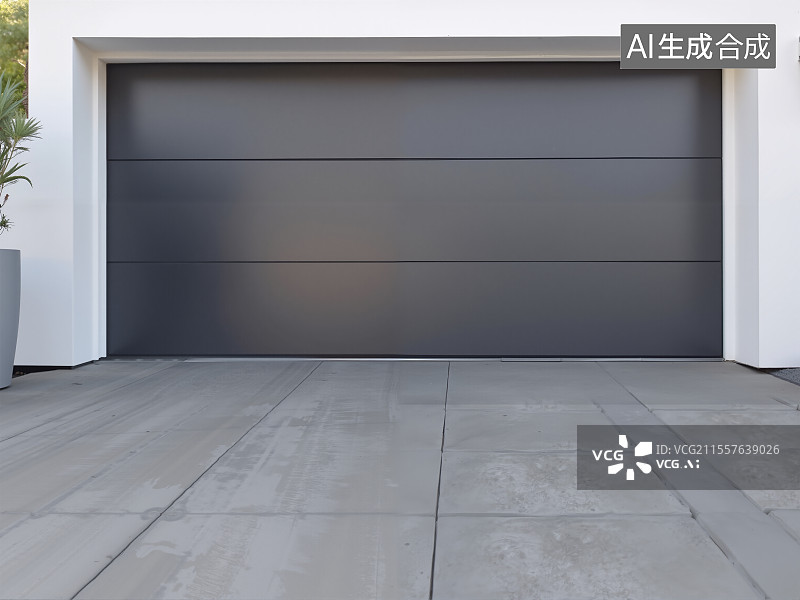 【AI数字艺术】现代灰色车库门图片素材