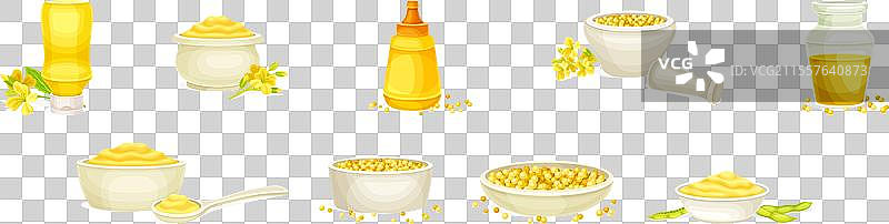 芥末黄色香料和调味品套装图片素材