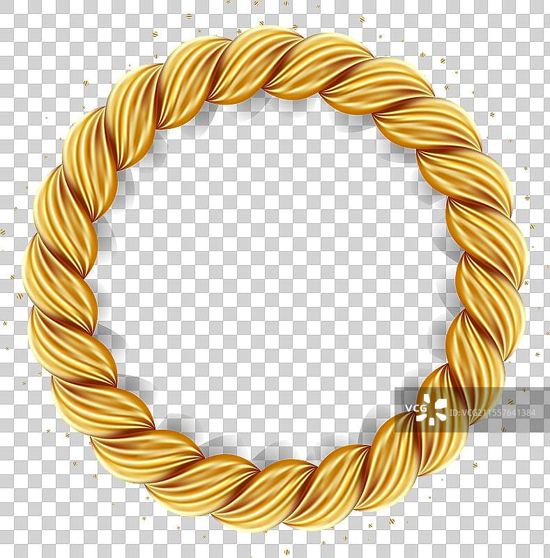 金色扭绳圆形框架圆形绳边图片素材