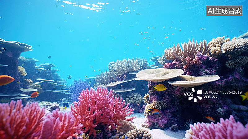 【AI数字艺术】斑斓海底珊瑚世界图片素材