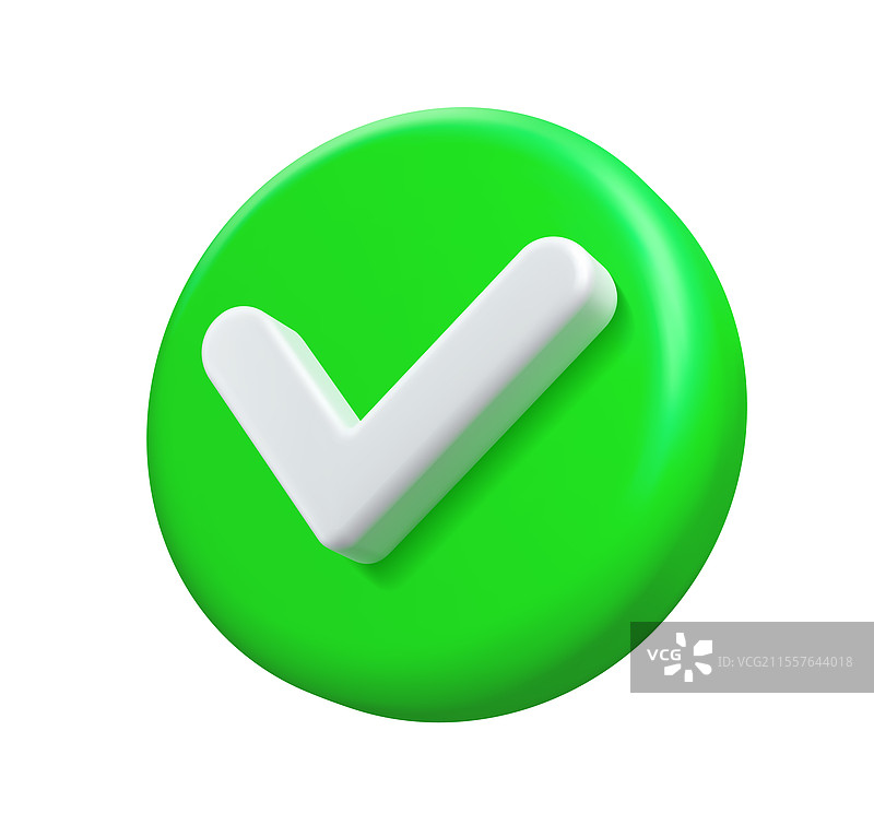 3D绿色勾选图标清单完成标记图片素材