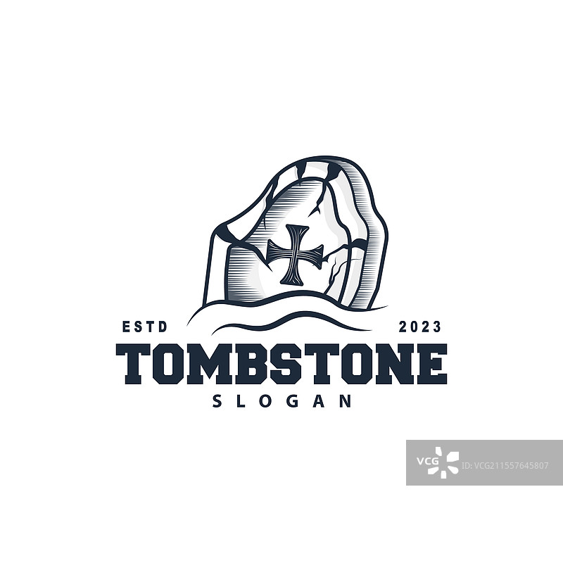 墓碑标志 墓地 十字架 复古标签图片素材