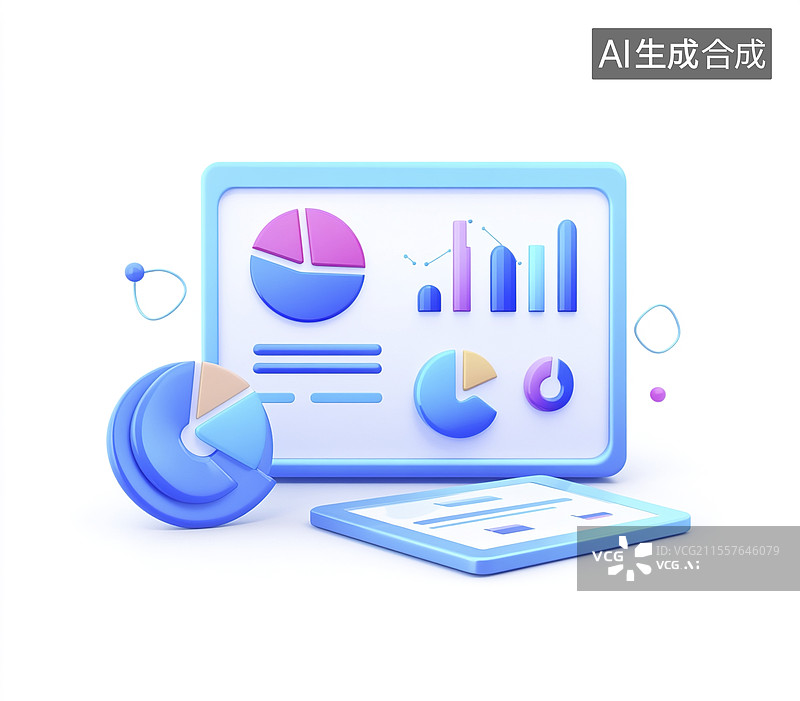 【AI数字艺术】数据可视化仪表盘界面图片素材