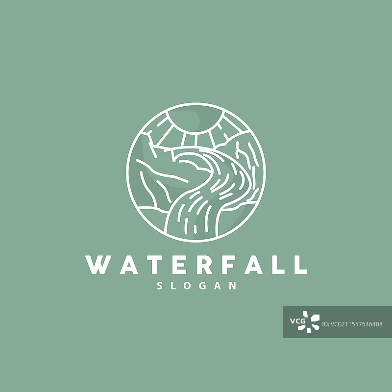 瀑布标志 河流 山脉 森林 探索图片素材