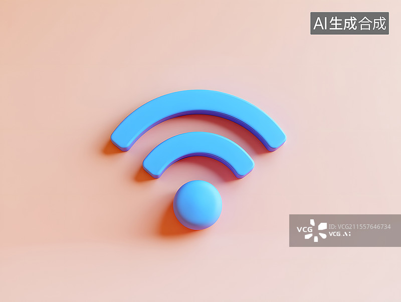 【AI数字艺术】蓝色无线信号的3D渲染插图图片素材
