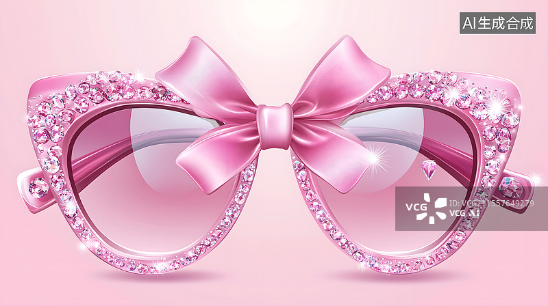 【AI数字艺术】粉色水晶猫眼墨镜的时尚图片素材
