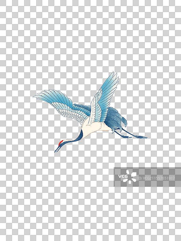 飞禽动物丹顶鹤白鹤羽毛中国风小清新手绘水彩国潮国风免抠元素图片素材