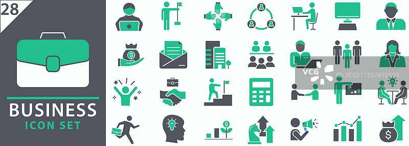 商业绿色图标集图片素材