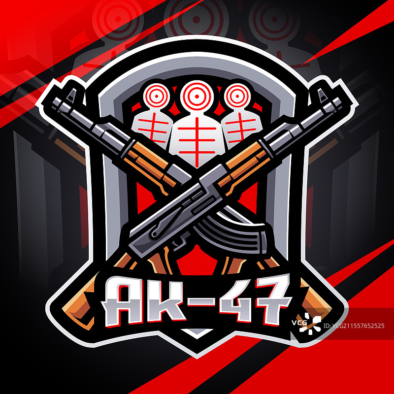 AK-47步枪电子竞技吉祥物logo设计图片素材