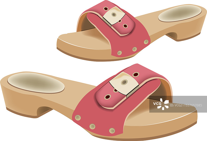 粉色木屐，舒适的夏季鞋，静静地放着图片素材