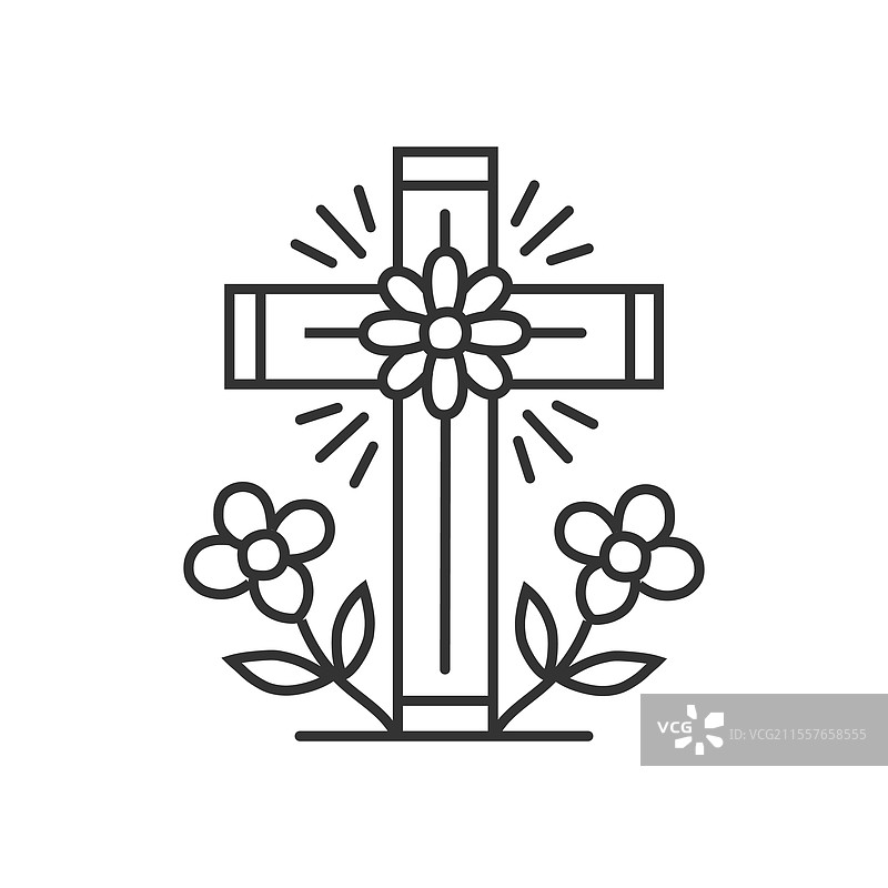 孤立的花卉基督教十字架图片素材