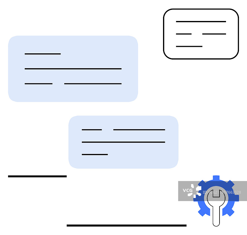 带有设置齿轮的聊天气泡和极简风格图片素材